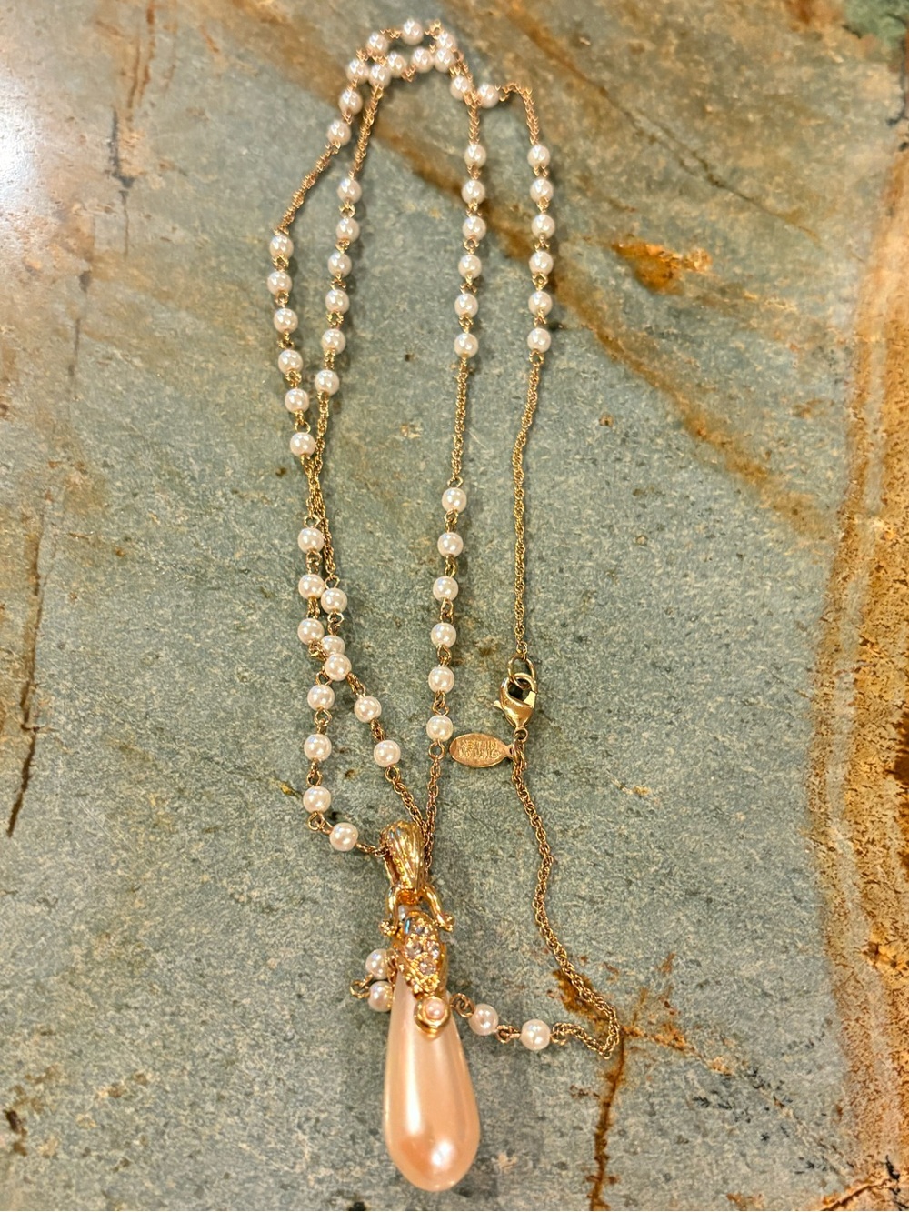 Vintage Nolan Miller Vienna Pearl Teardrop Pendant Necklace 1793 *Like New*